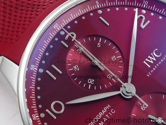 MIROTIME 0301 Reliable Portuguese Chrono IW3716 Z+F 1:1 Best Edition Red Dial on Red Rubber Strap A 7015